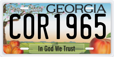 GA license plate COR1965