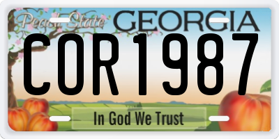 GA license plate COR1987