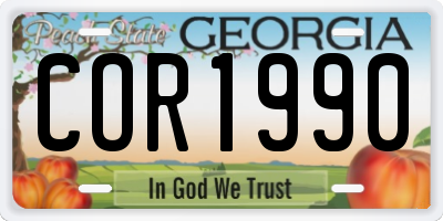 GA license plate COR1990