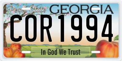 GA license plate COR1994