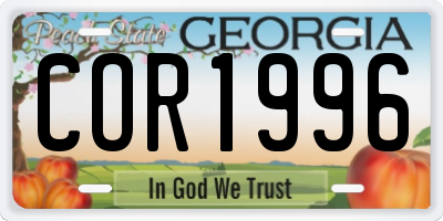 GA license plate COR1996