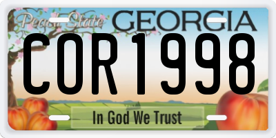 GA license plate COR1998