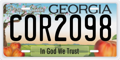 GA license plate COR2098