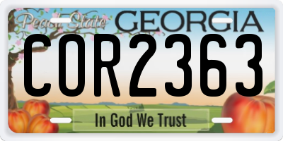 GA license plate COR2363