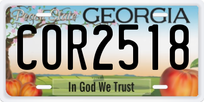GA license plate COR2518