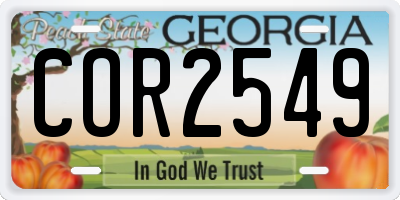 GA license plate COR2549