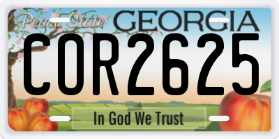 GA license plate COR2625