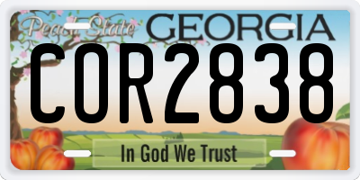 GA license plate COR2838