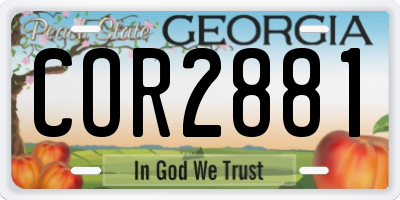 GA license plate COR2881