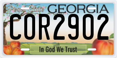 GA license plate COR2902