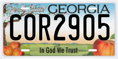 GA license plate COR2905