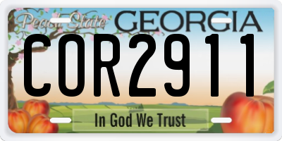 GA license plate COR2911