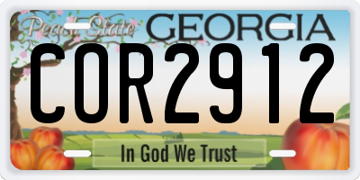GA license plate COR2912