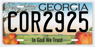 GA license plate COR2925
