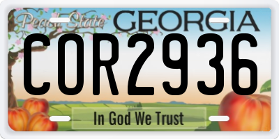 GA license plate COR2936
