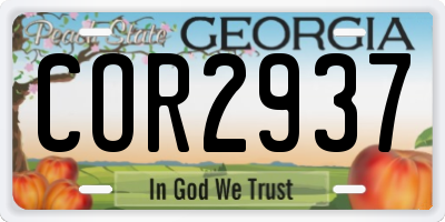 GA license plate COR2937