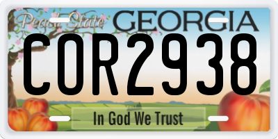 GA license plate COR2938