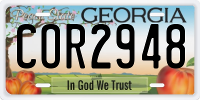 GA license plate COR2948
