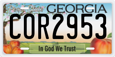 GA license plate COR2953