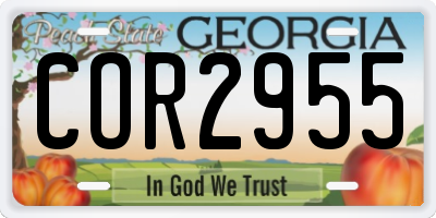 GA license plate COR2955