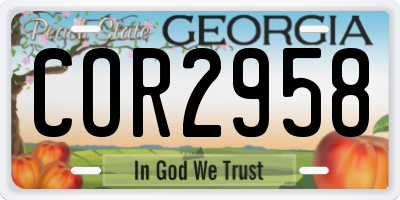 GA license plate COR2958