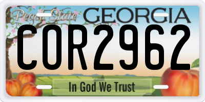 GA license plate COR2962