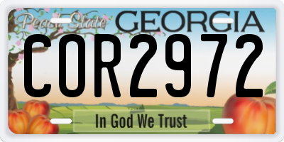 GA license plate COR2972