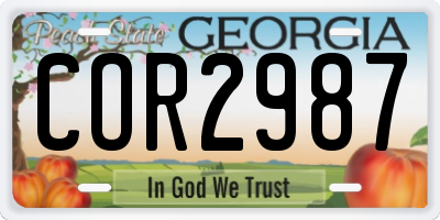 GA license plate COR2987
