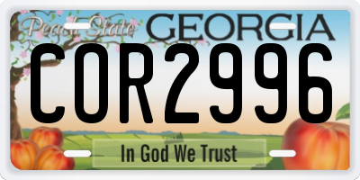 GA license plate COR2996