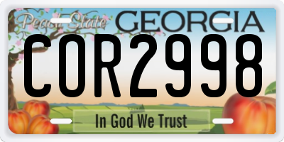 GA license plate COR2998