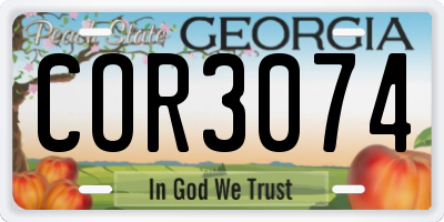 GA license plate COR3074