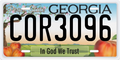 GA license plate COR3096