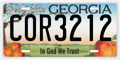 GA license plate COR3212