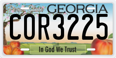 GA license plate COR3225