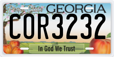 GA license plate COR3232