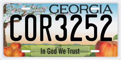 GA license plate COR3252