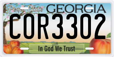 GA license plate COR3302