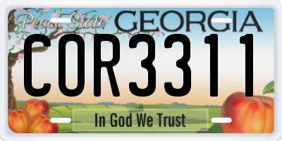 GA license plate COR3311