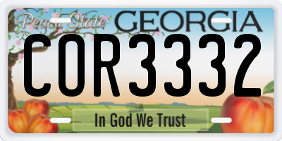 GA license plate COR3332