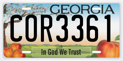 GA license plate COR3361