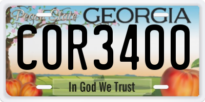 GA license plate COR3400