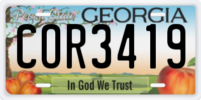 GA license plate COR3419