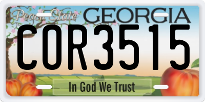 GA license plate COR3515