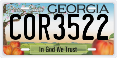 GA license plate COR3522