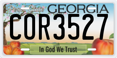 GA license plate COR3527