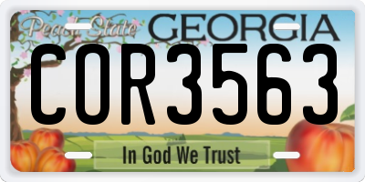 GA license plate COR3563
