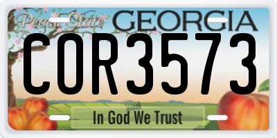 GA license plate COR3573