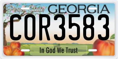 GA license plate COR3583