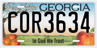 GA license plate COR3634