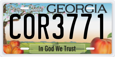 GA license plate COR3771